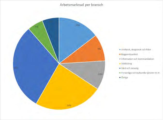 Hög andel inpendling till orten Låg andel tillverkning och transport Hög andel byggverksamhet och offentlig verksamhet Stor