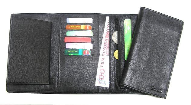 plånbok med plats för 14 konto, 2 plastfack