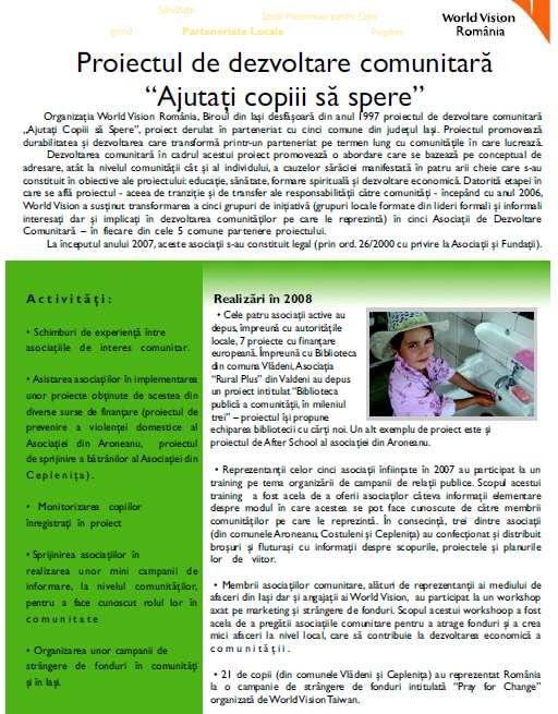 Proiectul de dezvoltare