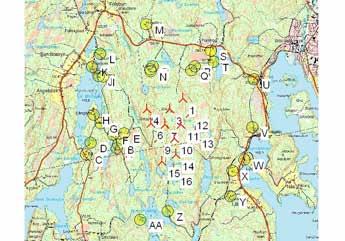 Project: Årjäng SV - Alternativ utformning 13 verk Skuggberäkningen utifrån "värsta fall". Navhöjd 120m, Rotordiameter 100m Skapad av: Martin Pettersen, november 2010. WindPRO version 2.6.1.252 Jan 2009 Description: Printed/Page 2010.