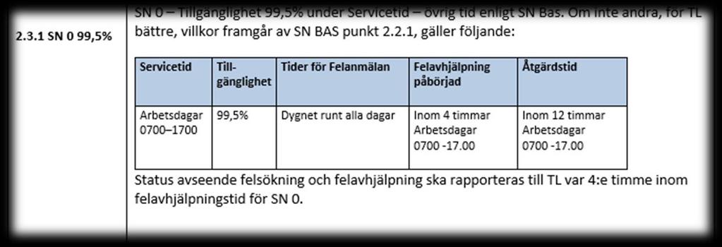 Servicenivåer