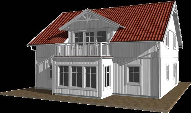 1,5-plan 178 kvm Ett hus med svensk traditionell stil där stor vikt lagts på proportioner, fönstersättning och takkupor.