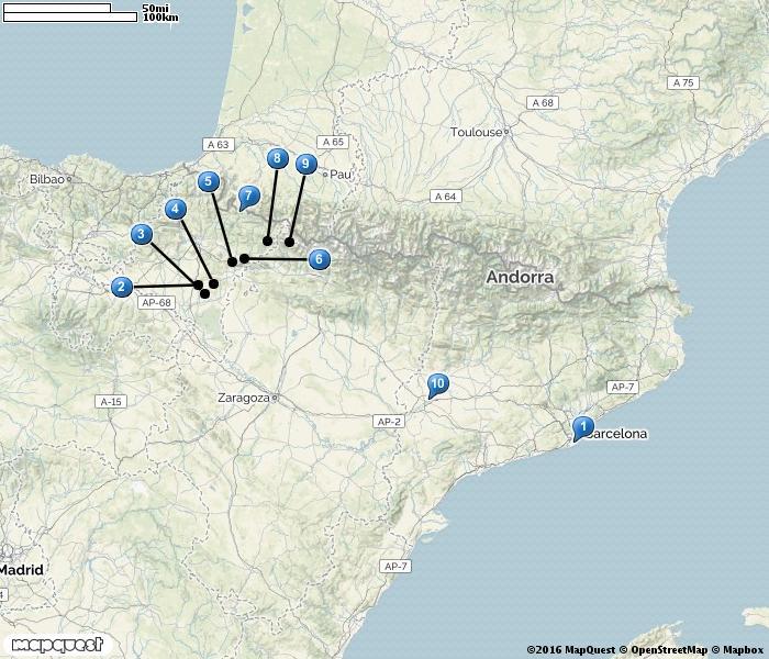 Resan i korthet Dag Dag 1 Dag 2 Dag 3 Dag 4 Dag 5 Dag 6 Dag 7 Dag 8 Orter/resplan Resan startar på Barcelonas internationella flygplats. Transport till södra Navarra (4 h). Natt i Olite.