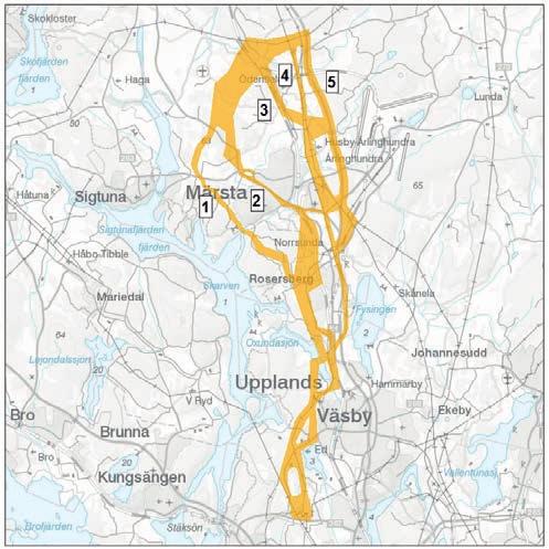 SAMRÅDSUNDERLAG ODENSALA-ÖVERBY 17 en passage sker av väg 263. Alternativet fortsätter genom jordbrukslandskap och passerar i kanten av Rävsta naturreservat fram till Steninge.