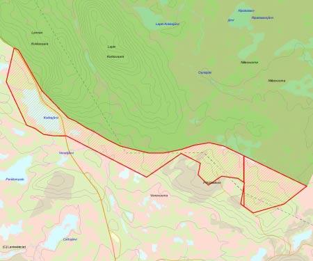 Länsstyrelsens bedömning Pitkäkielinen är en smal remsa med skog och myr längs södra kanten av Torneträsk-Sopperoreservatet.