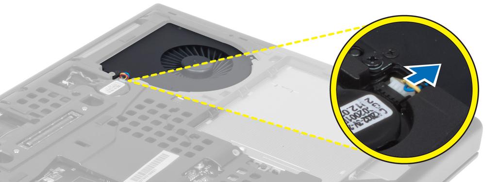 batteriet 5. Följ anvisningarna i När du har arbetat inuti datorn. Ta bort processorfläkten 1. Följ anvisningarna i Innan du arbetar inuti datorn. 2. Ta bort: a. batteriet b. kåpan 3.