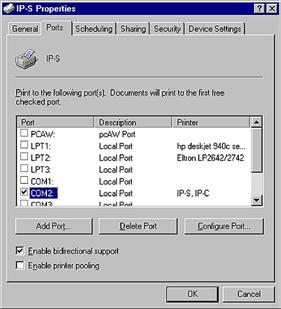 4. Uppsättning av instrumentet Konfigurera serieporten: 1. Öppna skrivarmappen START --> SETTINGS --> PRINTERS 2.