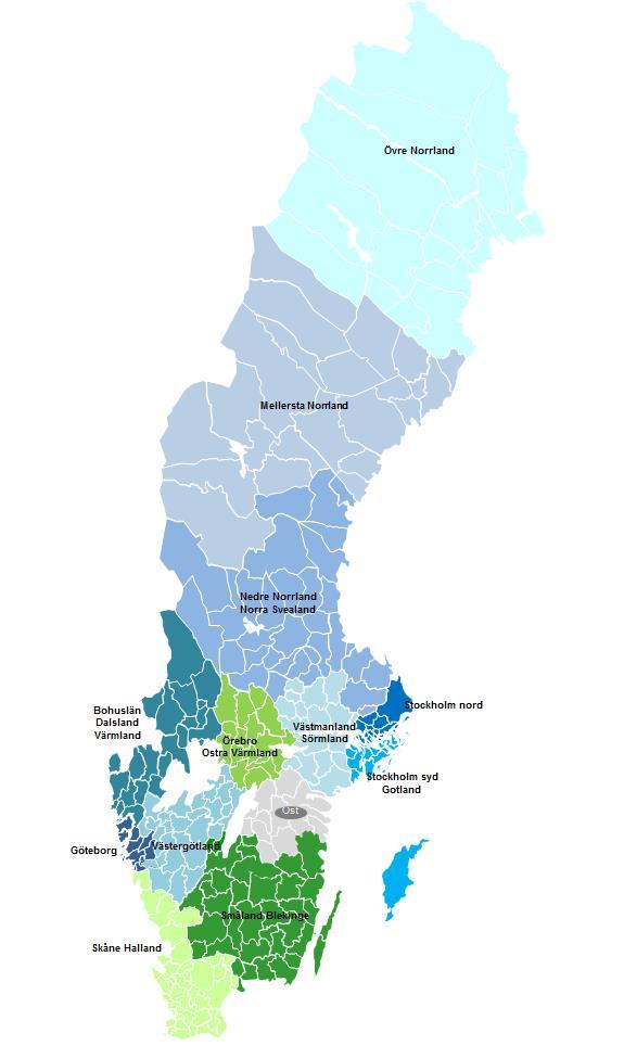 Medlemsdistrikten Imorgon Distrikten följer Fonus affärsorganisation (10 distrikt nu).