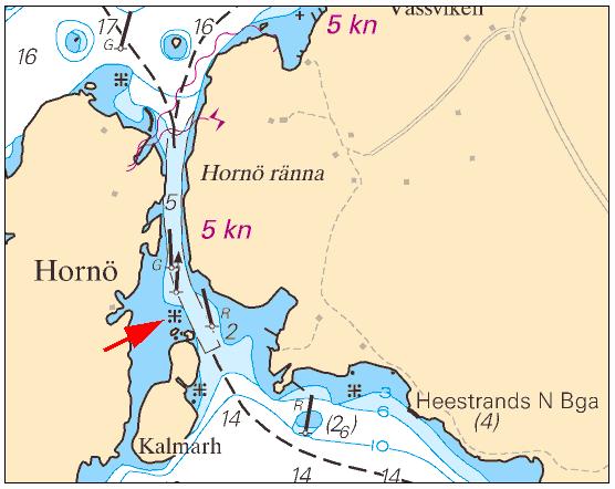 Stryk djupsiffra 1,5 58-31,17N 11-15,35E Inför bränning 58-31,17N 11-15,35E se bild Bsp Västkusten N 2014/s13, s36 Hornö ränna Sjöfartsverket, Norrköping. Publ.