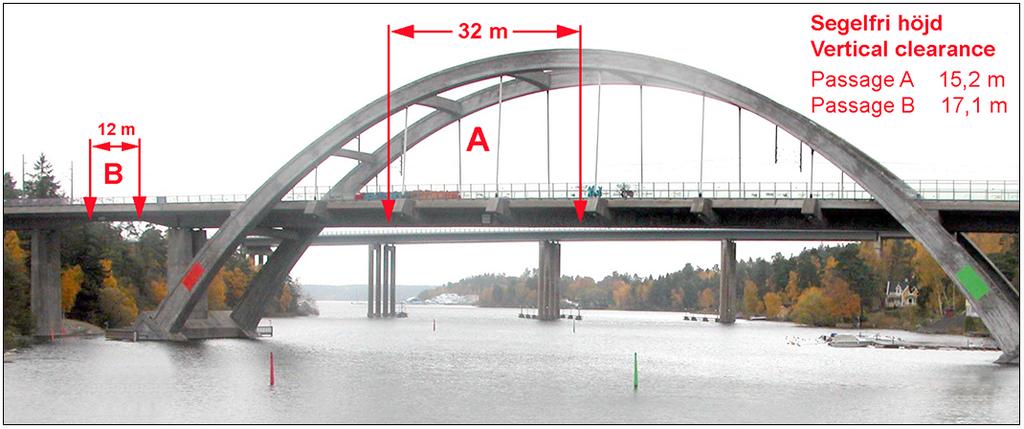 2014-10-16 7 Nr 516 Mälaren och Södertälje kanal * 9886 Sjökort: 111 Sverige. Mälaren och Södertälje kanal. Stäkets järnvägsbro. Information om segelfri höjd och bredd.