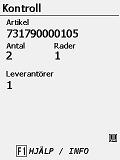3. Kontrollera Scanna artikelns streckkod för information om Antal (totalt), Antal Rader och Antal Leverantörer.