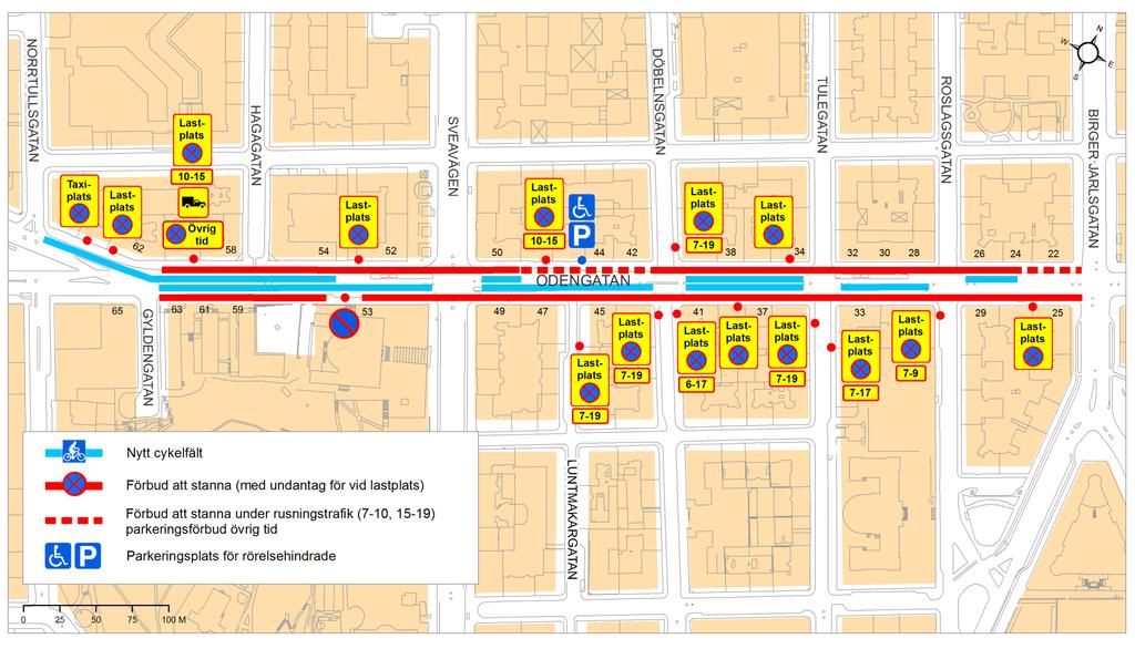 Exempel Odengatan Odengatan: Cykelfält och