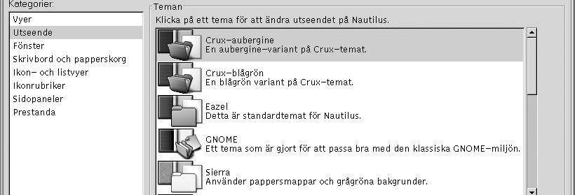 TABELL 7 7 Visningsinställningar Dialogfönsterelement Visa nya mappar med Ordna objekt Standardzoomnivå Sortera i omvänd ordning Använd kompakt layout Beskrivning Välj standardvy för mappar.