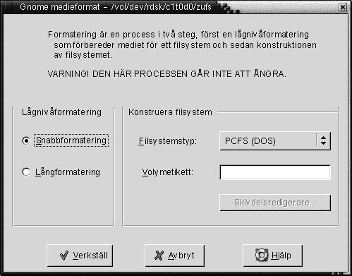 2. Ange önskade formateringsalternativ i dialogfönstret Medieformat.