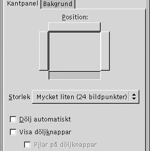 Dialogfönstret Panelegenskaper innehåller följande flikavsnitt: Paneltyp panel Bakgrund 2.