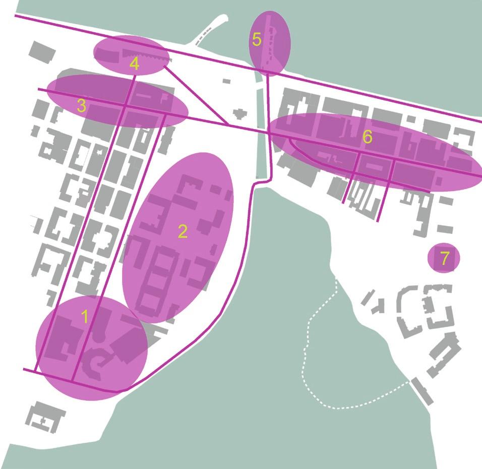 vatten vs stad - ett bebyggelseförslag till Norra Munksjön, Jönköping stråk målpunkter stråk målpunkter nya målpunkter Ställningstagande - Målpunkter och stråk Eftersom området ligger i direkt
