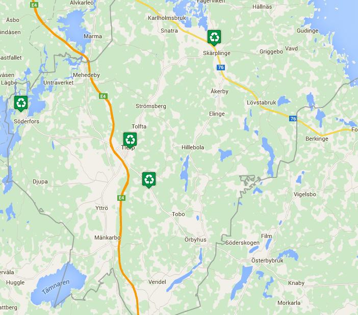 Besök våra återvinningscentraler! Källsorterade grovsopor och farligt avfall från hushåll lämnas till återvinningscentralerna vid Gatmot, Tierp, Söderfors eller Skärplinge.