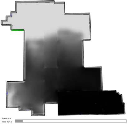 Figur 7. En bil, tilluft och frånluft Figur 8. En bil, endast frånluft Figur 9. En bil, endast tilluft efter 2 min simulering. efter 2 min simulering. efter 2 min simulering Figur 10.