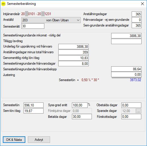 Semesterlönegrundande anställningstid/dagar Den semesterlönegrundande anställningstiden räknas fram genom att antalet kalenderdagar under intjänandeåret justeras med hänsyn till anställnings- och