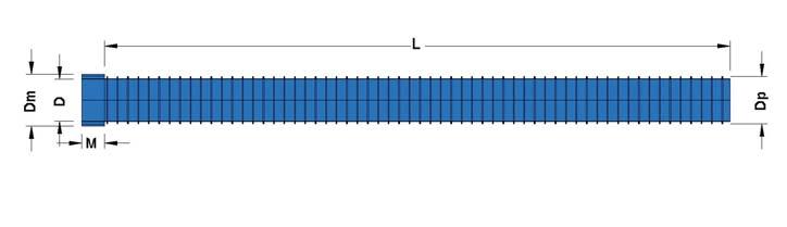 Sortiment Uponors ventilationskanaler UVS Rör Andra längder än 6 meter går att få för Ø600-Ø2500.