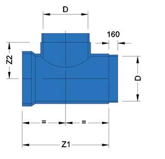 Uponors ventilationskanaler UVS T-rör 90 DN1/DN2 Z1 Z2 Uponor nr 600 / 600 1100 650 1054981 800 / 800 1300 750 1054982 1000 / 1000