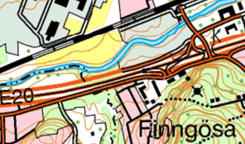 Finngösabäcken Säveån Figur 1. Provtagningslokaler för bottenfauna i Säveån och i Finngösabäcken. Utdrag ur lantmäteriets gröna karta på CD-rom. 2.