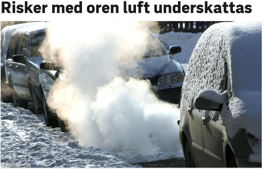 Utomhusluft Svenskar är omedvetna om hälsoriskerna av luftföroreningar och skyddar sig därför inte på ett aktivt sätt Luftföroreningarna har nått alarmerande höga nivåer under vintern i flera
