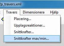 caeec110 Kontinuerlig balk statik Sidan 32(35) 3.5.4 Snittkrafter max/min Här skapas en Excel fil som innehåller maximala och minimala snittkrafter längs med balken.