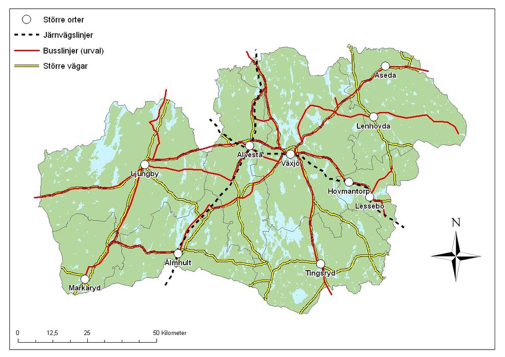 Alvesta och kommer sannolikt att realiseras inom en snar framtid. I samma stråk finns även goda kollektivtrafikförutsättningar.