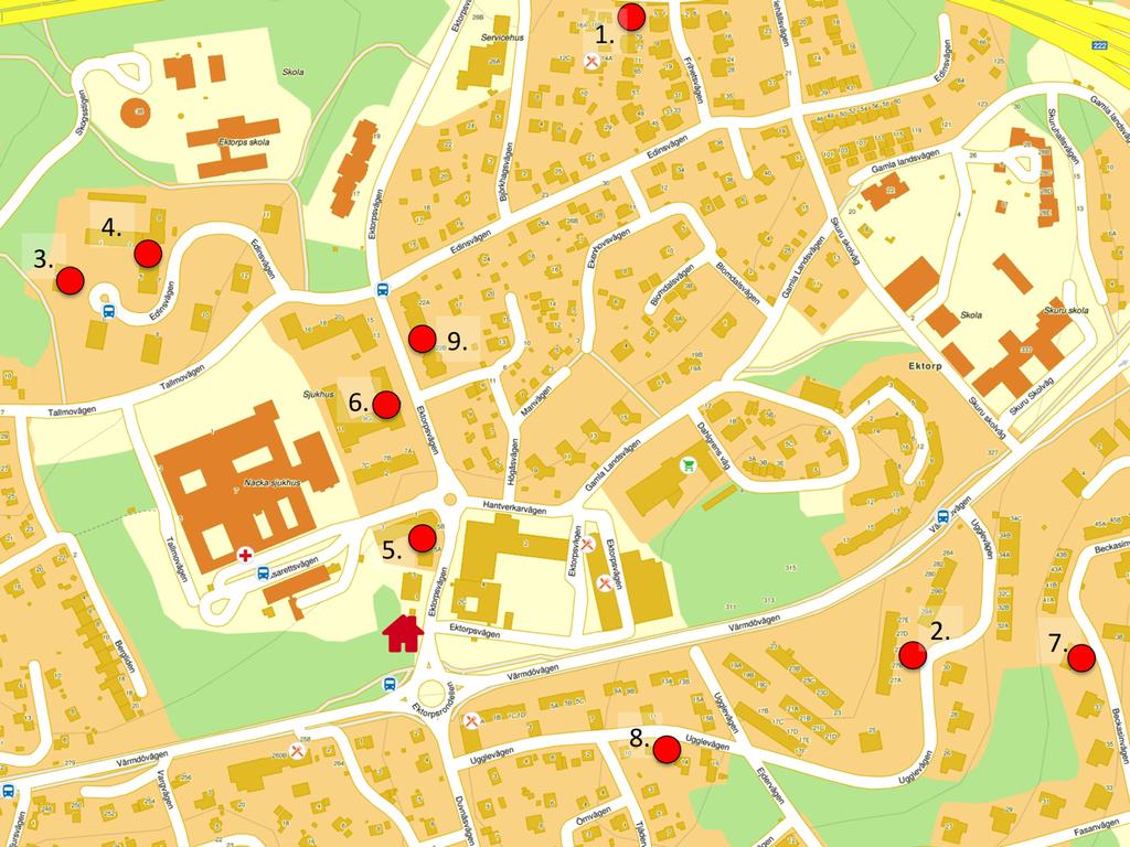 5. Jämförelse av parkeringslösningar i andra hus 5.1. Jämförelseobjekt Detta kapitel redovisar parkeringslösningar och parkeringstal för andra bostadshus i fastighetens närhet.