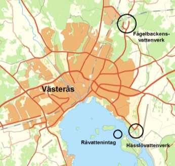 4 Beskrivning av området för anläggning Västerås stads vattenförsörjning består av vattenverket vid Hässlö och dess satelitverk vid Fågelbacken (9), se Figur 2.