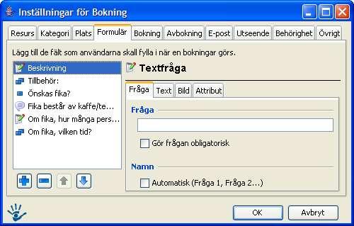 Fliken Bokning och avbokning Här kan man ange tidsrestriktioner, allt från veckor till minuter, när man lägger upp en bokning.