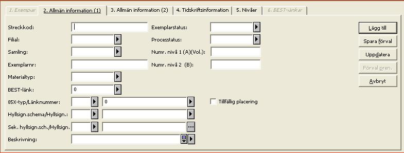 Spara förval När man klickar på Spara förval kommer informationen som matats in i alla fält i det aktuella formuläret automatiskt att matas in i varje man skapar from och med nu (eller tills man