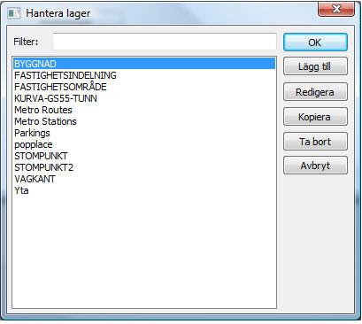 Databaser Lagerfliken Stilsättning för lager i Topocad. Källa anger vilken tabell man läser respektive skriver mot.