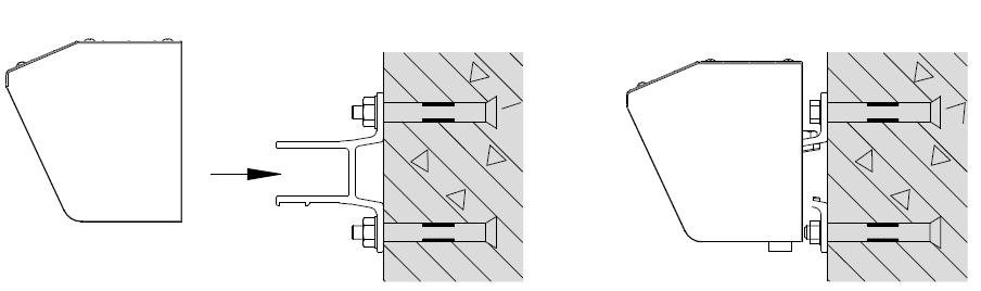 Steg 6: Installera markis Efter båda två fästen har monterats på rätt sätt kan du sätta fast markisen. Minst två stegar eller trappsteg krävs för att installera markisen i önskad höjd.