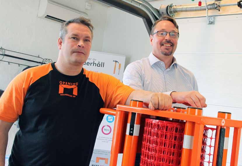 Christian Högberg och Pontus Rosén, Opening Mälardalen. Det mobila skyddsstaketet är en ny produkt de marknadsför utöver garage och lagerportar med tillhörande montering och service.