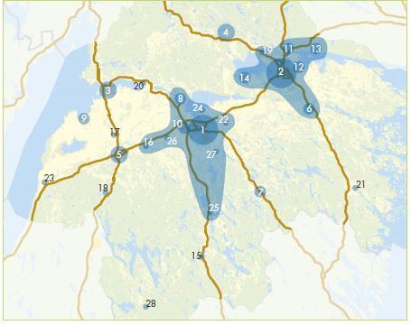 Regional rumslig planering Bättre transporter och infrastruktur, som gör det möjligt att resa längre sträckor på kort tid, ökar människors valfrihet när det gäller bostad och arbete.