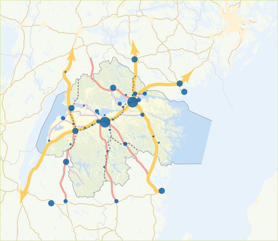 Bild 4.Ortsstruktur och regionalt betydelsefulla transportstråk BILD från Strukturbilden.