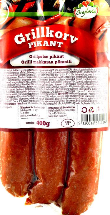 nr 587782 WADSTENS KÖT T BRATWURST KUMMIN VITLÖK Grovmald köttig korv med tydlig karaktär av kummin/vitlök.