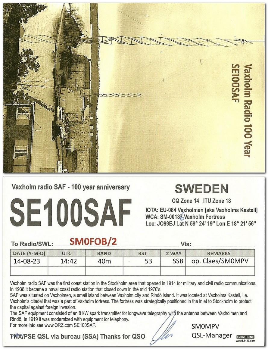 QSL kort Egen anropssignal Motstationens anropssignal Datum för QSO (ex YYYY-MM-DD) Tid för QSO (UTC) Trafiksätt (2 way (SSB, FM CW, RTTY )) Använd våglängd/frekvens (80 m/3.