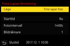 5. Inställningar för 6K/4K-foto och matning Att ta bilder med intervallfotografering/stop motion-animering Tillämpliga lägen: Du kan ta bilder med intervallfotografering eller stop motion-animering.