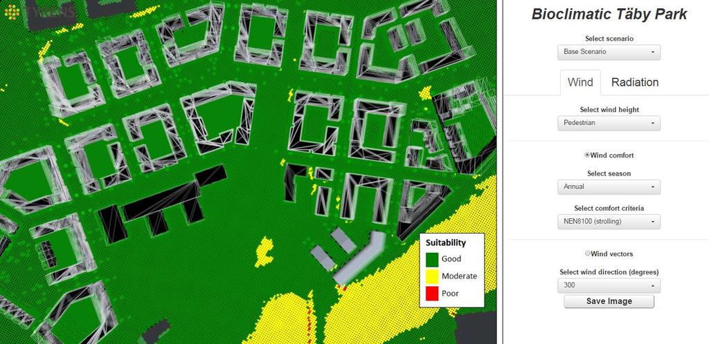 I 3D-viewern finns möjlighet att ändra analysens höjd över markyta, årstid, etc. Figur 6.