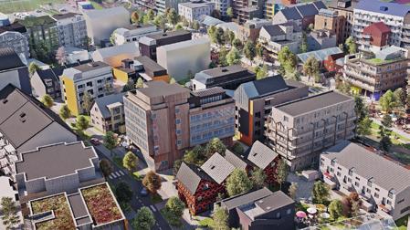 Hela Vallastaden ska präglas av en spektakulär utemiljö med planteringar, stenbeläggningar, belysning och gångbroar över Smedstadbäcken.