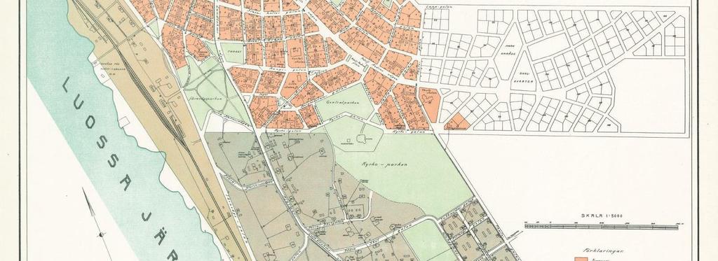 Planområdet omfattar delar av samtliga tre områden. Stadsplanen antogs år 1900 och är den första i sitt slag som anlades i Norden, efter tidens kontinentala ideal.