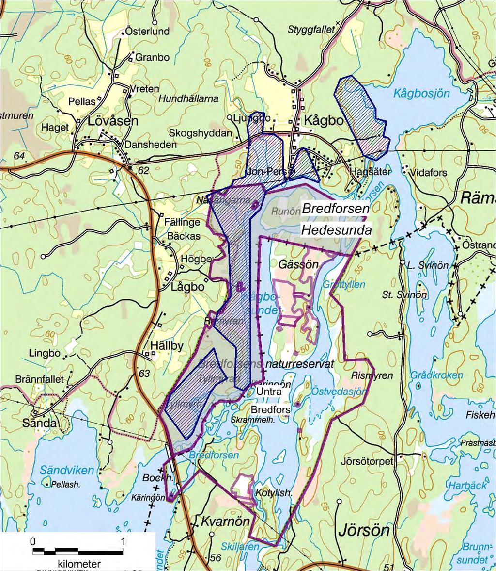 Karta 7: Planerade ramområden för myggbekämpning 2017 i Natura