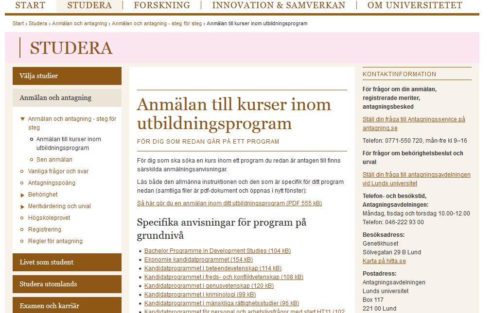 Programanvisningar Lunds universitet /