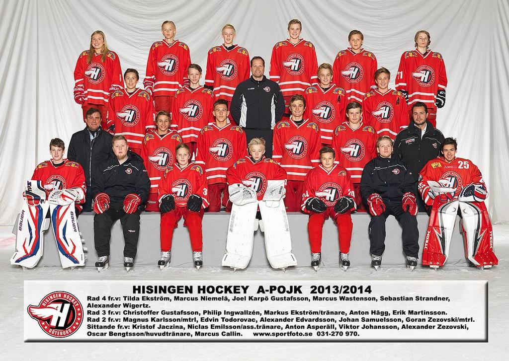 Verksamhetsberättelse Hisingen Hockeys U16-lag (födda 98-99) A-p Truppen säsongen 13/14 bestod av en allians med Järnbrott HC där vi totalt var 21 utespelare och 4 målvakter födda 99-98.