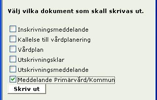 Är mötesdatum inte ifyllt visas datum för Vårdplan inledd och texten inl. Utskrifter från Patientöversikten 1.