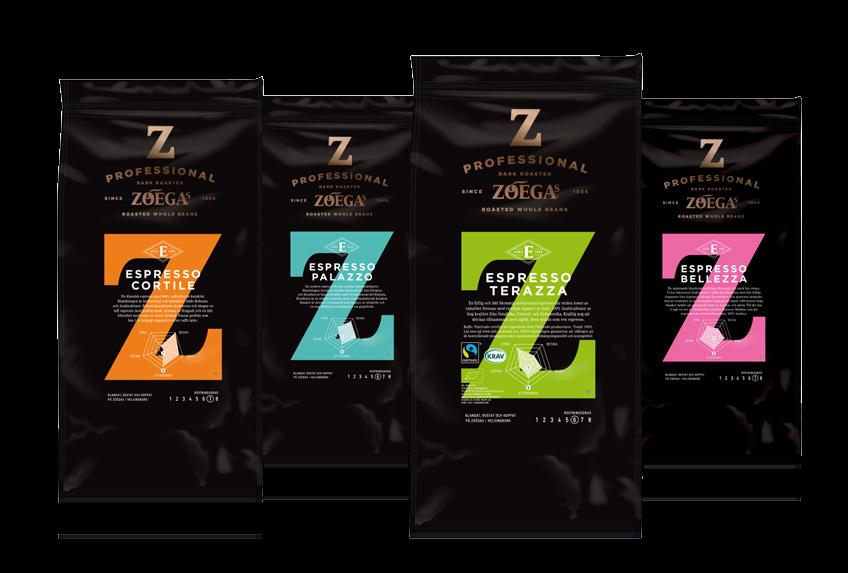 ZOÉGAS PROFESSIONAL ESPRESSO CORTILE KRAFTFULL OCH KÄRV MED TONER AV FLINGSALT OCH MÖRK CHOKLAD En klassisk espresso med syditaliensk karaktär.