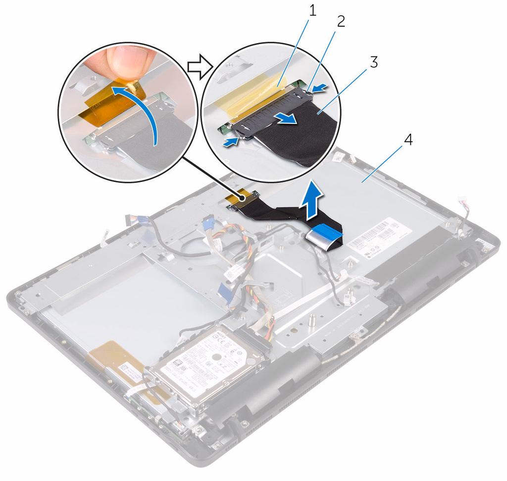 3 Lyft bort bildskärmskabeln från bildskärmsenheten.